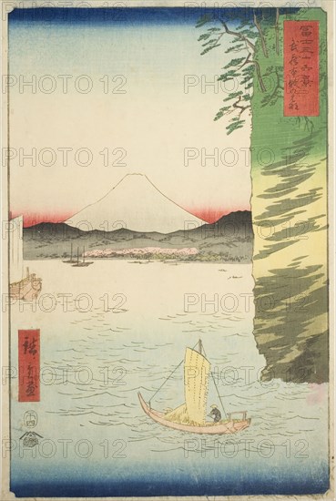 Honmoku in Musashi Province (Musashi Honmoku no hana), from the series Thirty-six Views of Mount Fuji (Fuji sanjurokkei), 1858, Utagawa Hiroshige ?? ??, Japanese, 1797-1858, Japan, Color woodblock print, oban, 34.4 x 22.9 cm (13 9/16 x 9 in.)