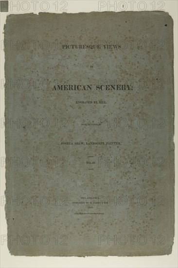 Portfolio Cover for Picturesque Views of American Scenery, No. II, 1819/21, John Hill (American, 1770-1850), after Joshua Shaw (American, born England, c. 1777-1860), published by Matthew Carey & Son (American, active 1795-1821), United States, Letterpress on blue wove paper, 572 x 398 mm