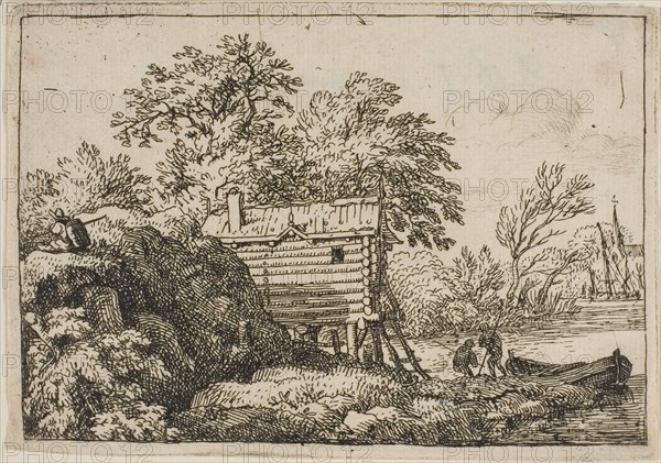 The Fisherman’s Boat, n.d., Allart van Everdingen, Dutch, 1621-1675, Holland, Etching on ivory paper, 75 x 107 mm (plate and sheet)