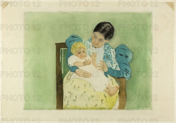 The Barefooted Child, 1896–98, Mary Cassatt, American, 1844-1926, United States, Drypoint and aquatint, in color, on off-white laid paper, 244 x 320 mm (image/plate), 295 x 428 mm (sheet)