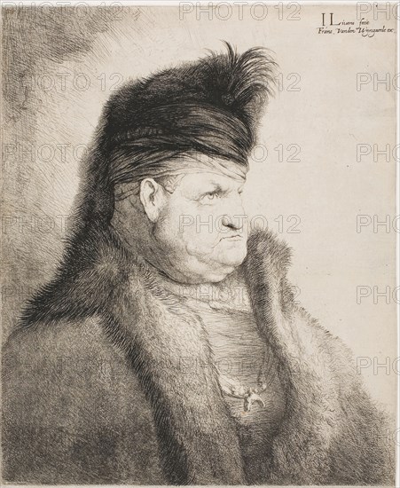 Bust of an Oriental Man, 1627/74, Jan Lievens, Dutch, 1607-1674, Holland, Etching on cream laid paper, 276 x 226 mm (image/sheet, trimmed within plate mark)