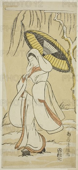The Heron Maiden, 1770s, Torii Kiyotsune, Japanese, active c. 1757-79, Japan, Color woodblock print, hosoban, benizuri-e, 12 1/4 x 5 1/2 in.