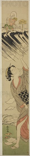 An Inauspicious Day, c. 1768/69, Suzuki Harunobu ?? ??, Japanese, 1725 (?)-1770, Japan, Color woodblock print, hashira-e, 27 1/8 x 4 3/4 in.