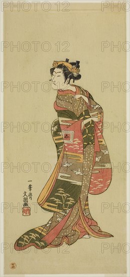 The Actor Ichikawa Benzo in an Unidentified Role, c. 1768, Ippitsusai Buncho, Japanese, active c. 1755-90, Japan, Color woodblock print, hosoban, 31.5 x 14.5 cm (12 3/8 x 5 3/4 in.)