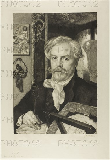Portrait of Edmond de Goncourt, 1882, Felix Bracquemond, French, 1833–1914, France, Etching on cream wove paper, 460 × 320 mm (image), 597 × 412 mm (sheet)