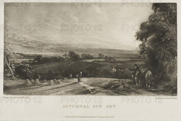 Autumnal Sun Set, 1831, David Lucas (English, 1802-1881), after John Constable (English, 1776-1837), England, Mezzotint on paper, 130 × 241 mm (image), 175 × 251 mm (plate), 294 × 440 mm (sheet)