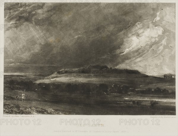 Old Sarum, 1832, David Lucas (English, 1802-1881), after John Constable (English, 1776-1837), England, Mezzotint on paper, 141 × 215 mm (image), 185 × 253 mm (plate), 295 × 444 mm (sheet)