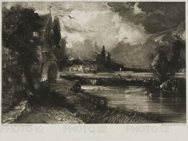 A Mill, 1830, David Lucas (English, 1802-1881), after John Constable (English, 1776-1837), England, Mezzotint on paper, 143 × 215 mm (image), 185 × 253 mm (plate), 300 × 439 mm (sheet)