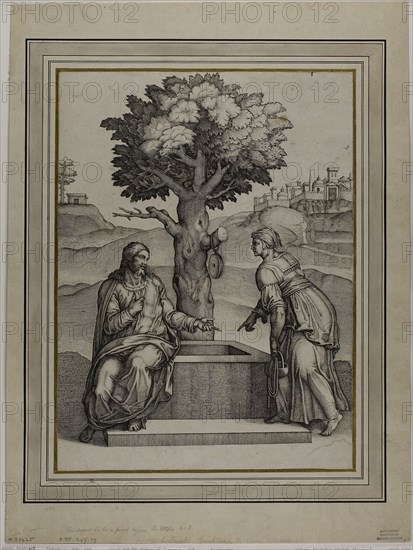 Christ and the Woman of Samaria, n.d., Nicolas Beatrizet (French, 1515-after 1565), after Michelangelo Buonarroti (Italian, 1475-1564), France, Engraving on paper, 394 × 290 mm