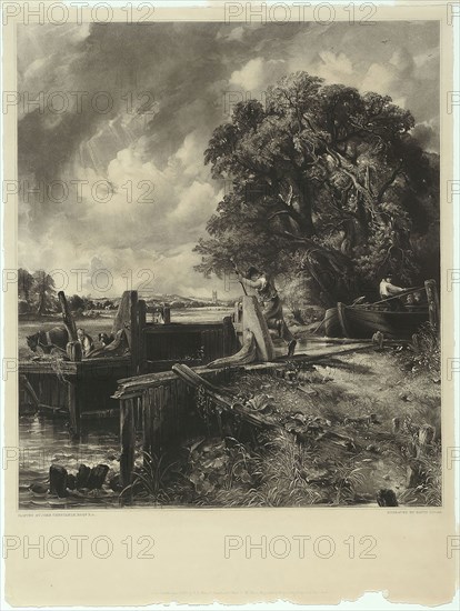 The Lock, 1832–34, David Lucas (English, 1802-1881), after John Constable (English, 1776-1837), England, Mezzotint on cream wove paper, 574 × 499 mm (image), 696 × 524 mm (plate), 701 × 527 mm (sheet)