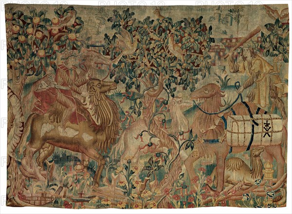 Camel Riders, presumably from a Wild Man series, 1475/1510, Franco-Flemish, Flanders, Wool, slit tapestry weave, two selvages present, top and bottom edges, 343.5 × 248.9 cm (135 1/4 × 98 in.)