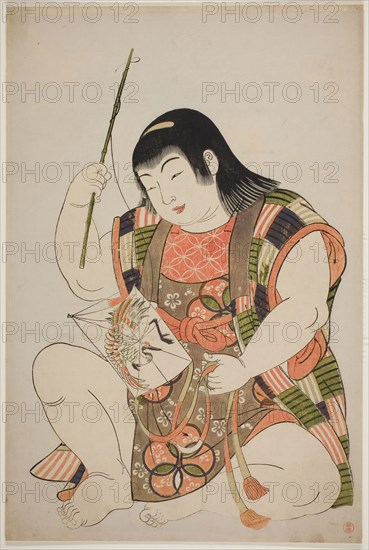 Boy as Hotei, from an untitled series of children as the Seven Gods of Good Fortune, 1780s, Kitao Shigemasa, Japanese, 1739-1820, Japan, Color woodblock print, oban, 15 1/8 × 10 in.