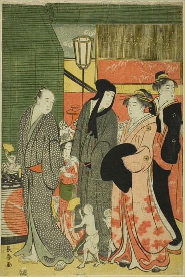 Good and Evil Influences (Zendama akudama), c. 1795, Eishosai Choki, Japanese, active c. 1790s-early 1800s, Japan, Color woodblock print, left sheet of oban triptych (center sheet: 1925.2574), 36 × 24.4 cm (14 3/16 × 9 9/16 in.)