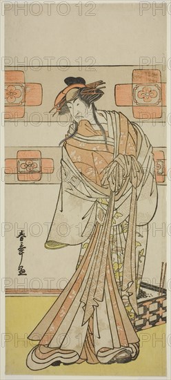 The Actor Ichikawa Monnosuke II as the Ghost of the Renegade Monk Seigen in the Play Edo no Hana Mimasu Soga, Performed at the Nakamura Theater in the Second Month, 1783, c. 1783, Katsukawa Shunsho ?? ??, Japanese, 1726-1792, Japan, Color woodblock print, hosoban, center sheet of triptych, 31.2 × 13.6 cm (12 5/16 × 5 3/8 in.)