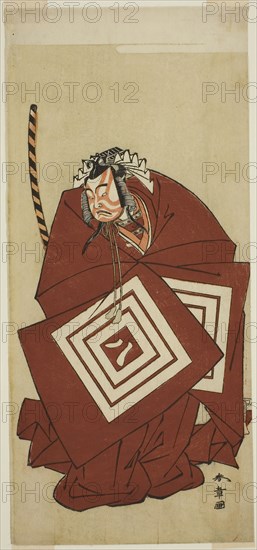 The Actor Ichikawa Yaozo II as Hachio-maru Aratora in the Play Chigo Sakura Jusan Kane, Performed at the Ichimura Theater in the Eleventh Month, 1774, c. 1774, Katsukawa Shunsho ?? ??, Japanese, 1726-1792, Japan, Color woodblock print, hosoban, 32 × 14.5 cm (12 5/8 × 5 11/16 in.)