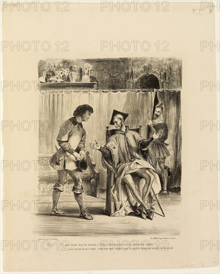 Mephistopheles Receiving the Student, 1828, Eugène Delacroix, French, 1798-1863, France, Lithograph in black on ivory wove paper, 260 × 215 mm (image), 380 × 310 mm (sheet)