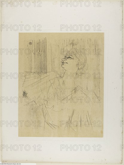 Yvette Guilbert—A Menilmontant de Bruant, from Yvette Guilbert, 1898, Henri de Toulouse-Lautrec, French, 1864-1901, France, Lithograph with beige tint stone, on ivory laid paper, 324 × 265 mm (image), 501 × 378 mm (sheet)