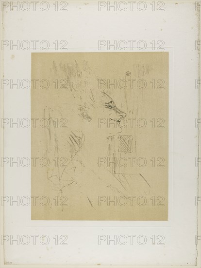 Yvette Guilbert—Soûlarde, from Yvette Guilbert, 1898, Henri de Toulouse-Lautrec, French, 1864-1901, France, Lithograph with beige tint stone, on ivory laid paper, 324 × 266 mm (image), 504 × 379 mm (sheet)