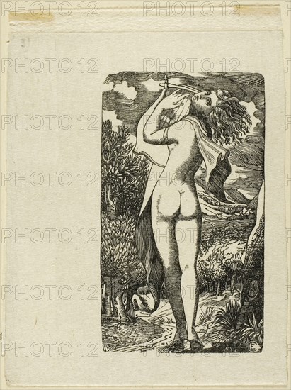 The Bacchante, n.d., Edward Calvert, English, 1799-1883, England, Woodcut on paper, 90 × 52 mm (image), 114 × 90 mm (sheet, trimmed within plate mark)