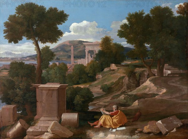 Landscape with Saint John on Patmos, 1640, Nicolas Poussin, French, 1594–1665, France, Oil on canvas, 100.3 × 136.4 cm (39 1/2 × 53 5/8 in.)
