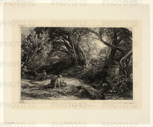 The Morning of Life, 1860/1861, Samuel Palmer, English, 1805-1881, England, Etching in black on paper, 135 × 207 mm (image), 145 × 215 mm (plate), 225 × 270 mm (sheet)