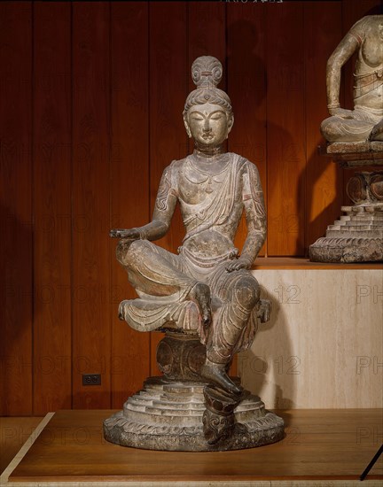 Bodhisattva, Tang dynasty (618–906), c. 725/50, China, Limestone with traces of polychromy, 157.5 cm (62 in.)
