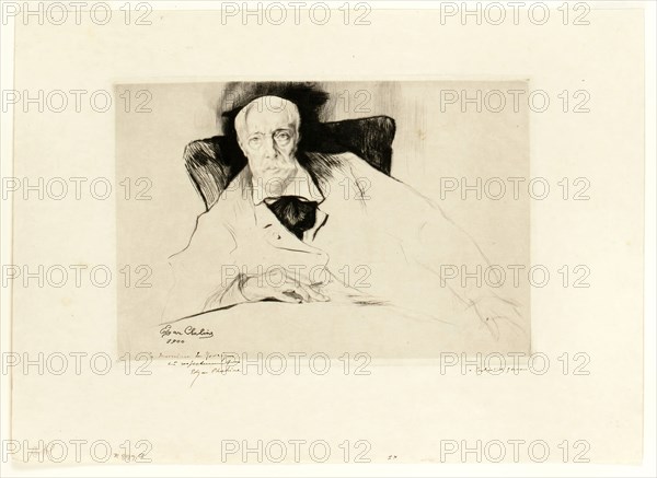 Alfred Stevens, 1900, Edgar Chahine, French, 1874-1947, France, Drypoint on ivory wove paper, 143 × 214 mm (image), 150 × 221 mm (plate), 235 × 326 mm (sheet)