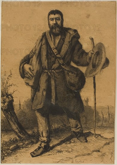 The Apostle Jean Journet, n.d., Gustave Courbet, French, 1819-1877, France, Lithograph in black on tan wove paper, 244 × 171 mm