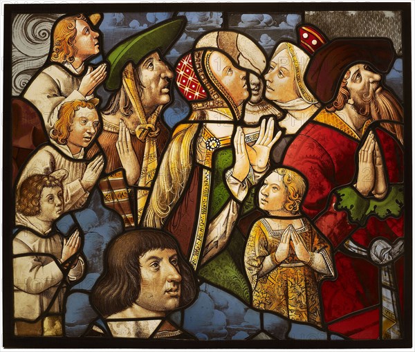 Saints and Worshippers in Adoration, 1510/15, French, Paris, France, Glass, vitreous paint, silver stain, and lead, 61 × 71.1 cm (24 × 28 in.)