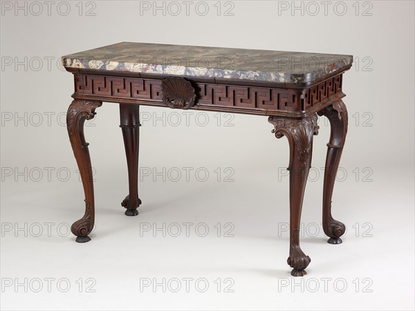 Side Table, c. 1745, England, Mahogany table with marble top, 75.6 × 102.2 × 51.4 cm (29 3/4 × 40 1/4 × 20 1/4 in.)