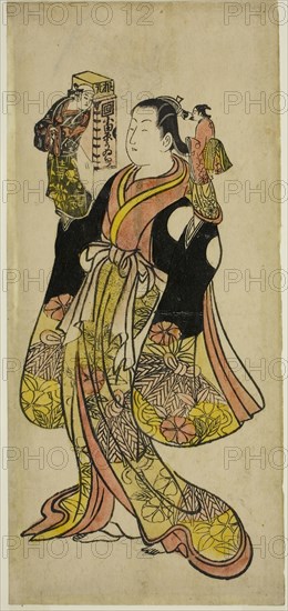 Puppeteer, c. 1730, Attributed to Okumura Toshinobu, Japanese, active c. 1717-50, Japan, Hand-colored woodblock print, hosoban, urushi-e, 12 1/2 x 5 3/4 in.