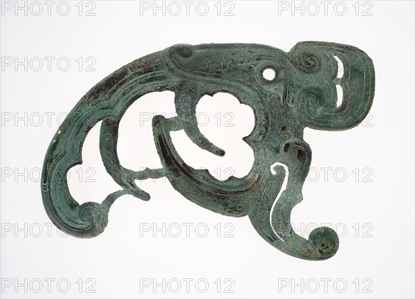 Pair of Plaques with Profile Animal Heads, Western Zhou dynasty ( 1046–771 BC ), 10th/8th century B.C., China, Bronze, 30.2 × 22.4 × 0.2 cm (11 7/8 × 8 13/16 × 1/6 in.)