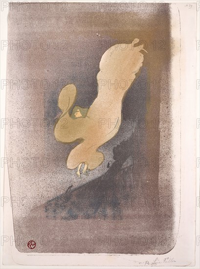 Miss Loïe Fuller, 1893, Henri de Toulouse-Lautrec, French, 1864-1901, France, Color lithograph on cream wove paper, 381 × 278 mm (image including stray marks), 382 × 282 mm (sheet)