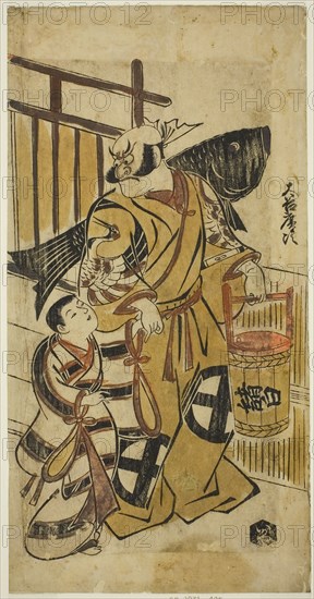 The Actor Otani Hiroji I as Asahina Saburo, c. 1723, Attributed to Torii Kiyonobu I, Japanese, 1664-1729, Japan, Hand-colored woodblock print, hosoban, tan-e, 30.8 x 15.8 cm (12 1/8 x 6 3/16 in.)