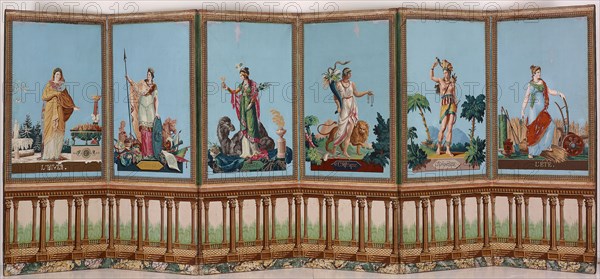Screen: Europe (Panel Two), c. 1820, France, Block-printed, color on paper, 172.4 × 72.4 cm (67 7/8 × 28 1/2 in.)