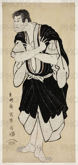 The Actor Sakata Hangoro III as Kosodate Kannonbo (Sandai-me Sakata Hangoro no Kosodate no Kannonbo), 1794, Toshusai Sharaku ??? ??, Japanese, active 1794-95, Japan, Color woodblock print, hosoban, nishiki-e, 31.0 x 14.2 cm