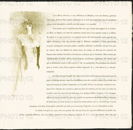 Yvette Guilbert, 1894, Henri de Toulouse-Lautrec, French, 1864-1901, France, Color lithograph, with letterpress, on ivory laid paper, 276 × 160 mm (image), 382 × 387 mm (sheet, folded, appro×.)