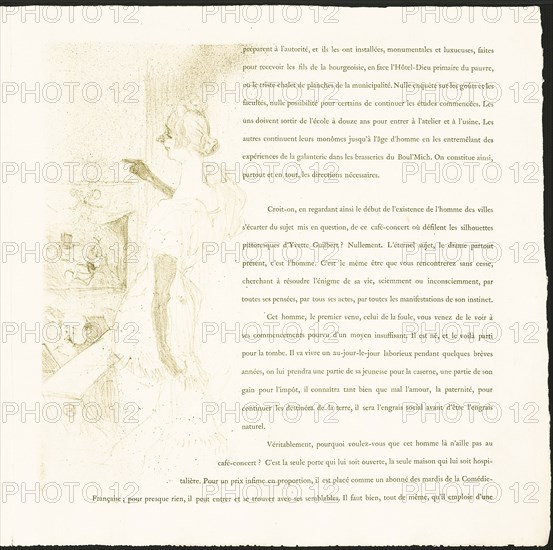 Yvette Guilbert, 1894, Henri de Toulouse-Lautrec, French, 1864-1901, France, Lithograph with letterpress, on ivory laid paper, 326 × 178 mm (image), 388 × 386 mm (sheet, folded, appro×.)