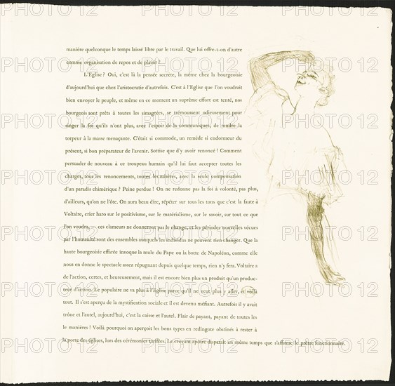 Yvette Guilbert, 1894, Henri de Toulouse-Lautrec, French, 1864-1901, France, Lithograph with letterpress, on ivory laid paper, 282 × 121 mm (image), 385 × 385 mm (sheet, folded, appro×.)