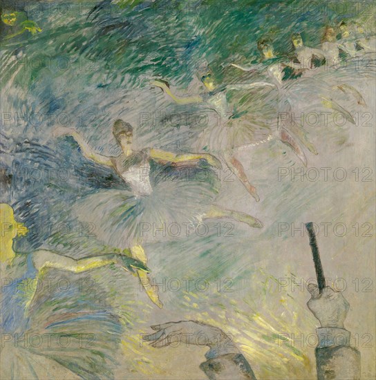 Ballet Dancers, 1885/86, Henri de Toulouse-Lautrec, French, 1864-1901, France, Oil on plaster, transferred to canvas, 60 3/8 × 60 in. (153.5 × 152.5 cm)