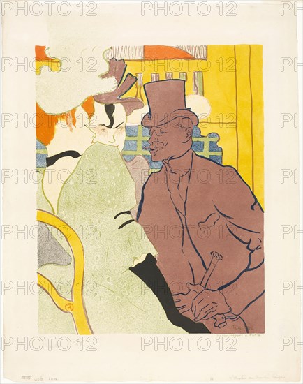 The Englishman at the Moulin Rouge, 1892, Henri de Toulouse-Lautrec, French, 1864-1901, France, Color lithograph on ivory laid paper, 527 × 373 mm (image), 618 × 487 mm (sheet)