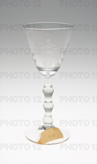 Wine Glass, c. 1725/50, England or Netherlands (glass), Netherlands (engraved), Netherlands, Glass, 19.2 x 8.3 cm (7 9/16 x 3 1/4 in.)