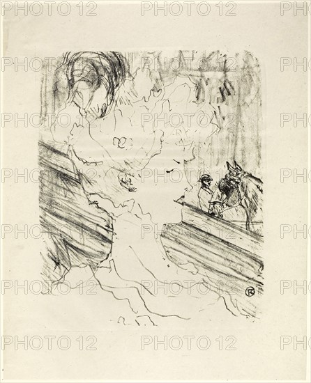 Emilienne d’Alençon, from Treize Lithographies, 1898, published before 1906, Henri de Toulouse-Lautrec, French, 1864-1901, France, Lithograph on ivory laid paper, 285 × 234 mm (image), 391 × 316 mm (sheet)