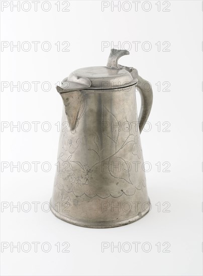 Covered Flagon with Spout, 1820, Sweden, Sweden, Pewter, 20.3 x 13.3 x 17.2 cm (8 x 5 1/4 x 6 3/4 in.)