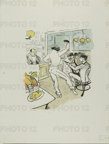 Chocolat Dancing, published March 28, 1896, after Henri de Toulouse-Lautrec, French, 1864-1901, France, Color lithographic reproduction of a photorelief print on grayish wove chine, 240 × 214 mm (image), 419 × 320 mm (sheet)