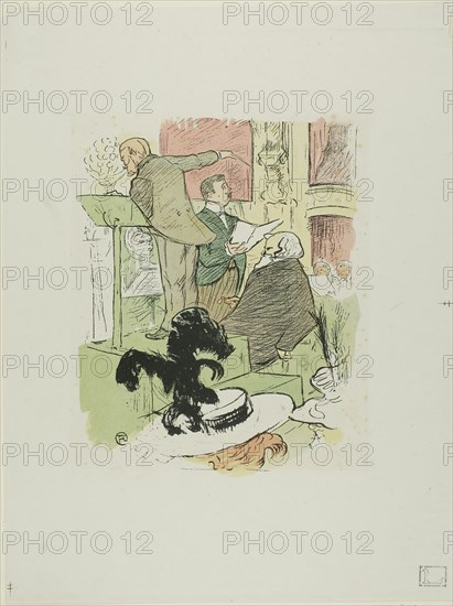 Great Opera Concerts: Ambroise Thomas Attending a Rehearsal of Françoise de Rimini, published February 8, 1896, after Henri de Toulouse-Lautrec, French, 1864-1901, France, Color lithographic reproduction of a photorelief print on grayish wove chine, 255 × 200 mm (image), 420 × 318 mm (sheet)