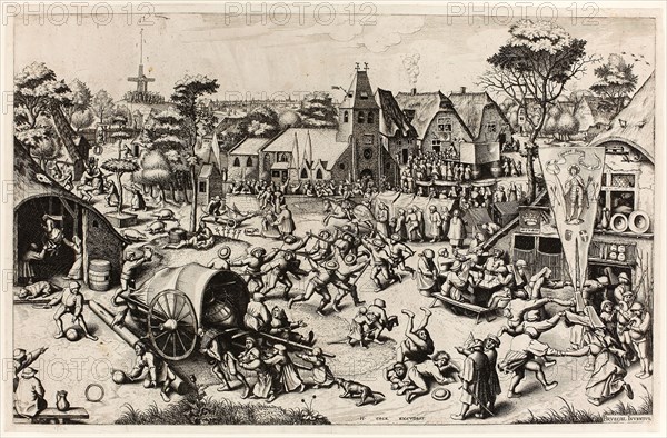 The Kermis of Saint George, c. 1559, Joannes van Doetecum (Flemish, active 1551-1605) or Lucas van Doetecum (Flemish, active 1554-1572), after Pieter Breughel, the elder (Flemish, 1525/30-1569), published by Hieronymus Cock (Flemish, 1510-1570), Flanders, Etching on ivory laid paper, 333 × 515 mm