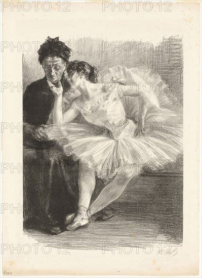 Dancer and Her Mother, from the eighth album of L’Estampe originale, 1894, Paul Renouard (French, 1845-1924), published by L’Estampe originale (French, 1893-1895), France, Lithograph in black, with scraping on stone, on ivory wove paper, 468 × 347 mm (image), 588 × 426 mm (sheet)