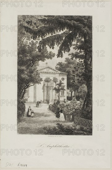 The Amphitheatre of the Jardin des Plantes, 1842, Charles François Daubigny, French, 1817-1878, France, Etching on white wove paper, 175 × 110 mm (image), 242 × 161 mm (sheet)