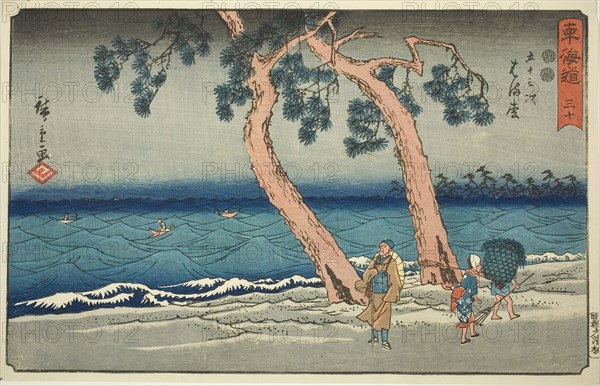 Hamamatsu—No. 30, from the series Fifty-three Stations of the Tokaido (Tokaido gojusan tsugi), also known as the Reisho Tokaido, c. 1847/52, Utagawa Hiroshige ?? ??, Japanese, 1797-1858, Japan, Color woodblcok print, oban, 23 x 35.9 cm (9 1/16 x 14 1/8 in.)